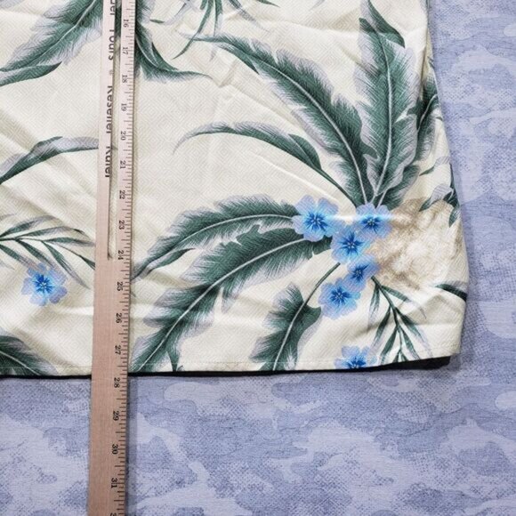 G.H. Bass Hawaiian Shirt Mens Medium Yellow 100% Silk Hibiscus Short‎ Sleeve - Picture 8 of 9